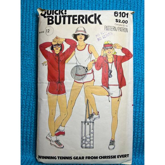 Butterick 6101 pattern hoodie tank top shorts 1970s size 12 - Picture 1 of 7